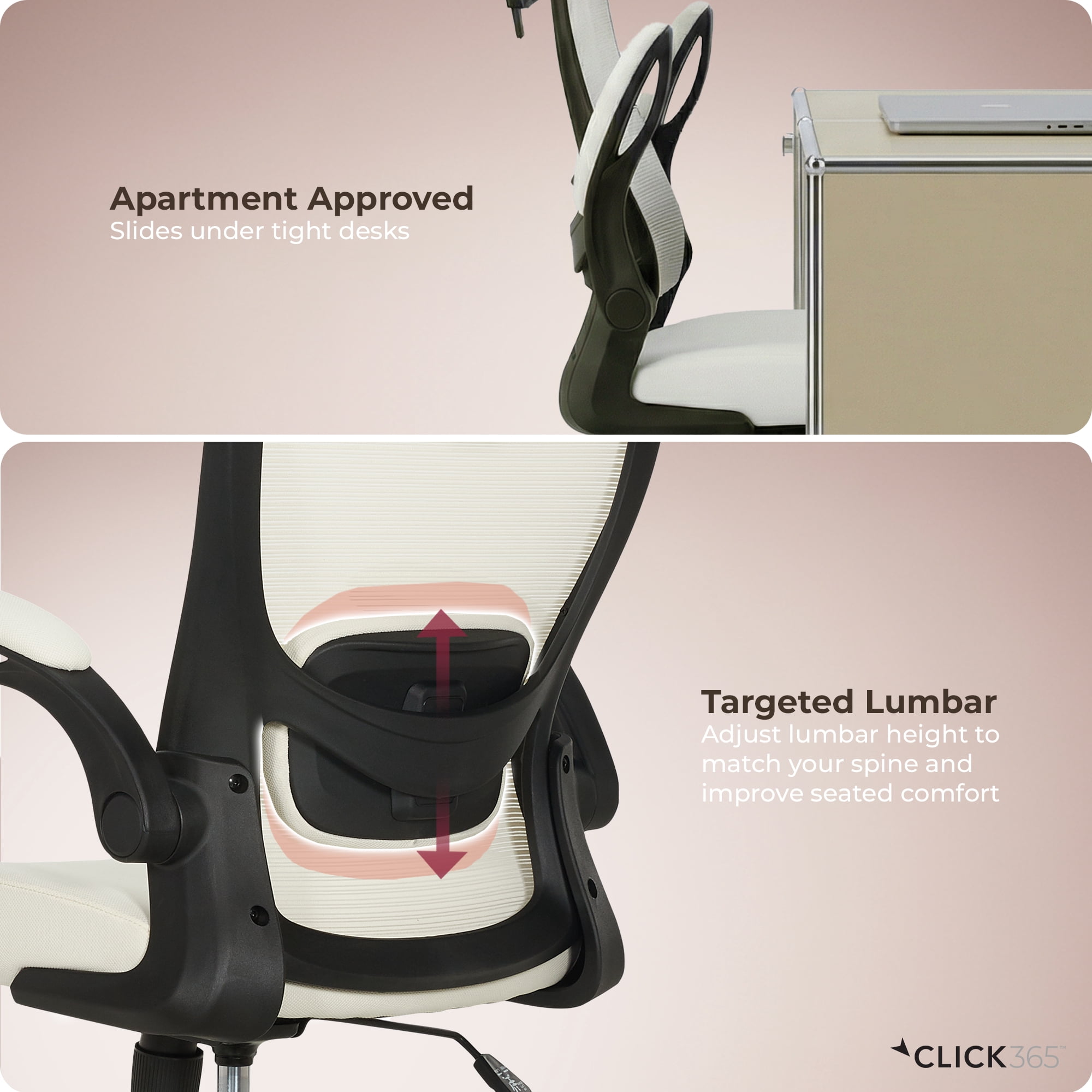 Click365 Adult Mesh High Back Indoor Commercial Ergonomic and Adjustable Headrest Office Chair Hardware Kit, Beige