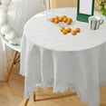 thumbnail image 5 of Hometravel Cotton Tablecloth with Tassel, Decorative Rectangular Coffee Table Cover, 90x90cm Farmhouse Kitchen Diner Cloth for Indoor Use, 5 of 6