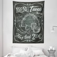 thumbnail image 1 of Taco Tapestry, Vintage Style Mexican Fresh Food Sign with Chili Corn Burrito Menu Design, Wall Hanging for Bedroom Living Room Dorm Decor, 60W X 80L Inches, Dark Blue Grey White, by Ambesonne, 1 of 2