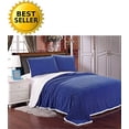 thumbnail image 1 of Elegant Comfort Luxury Micro-Sherpa Ultra Plush Warm Heavy-Weight Wave Pattern Blanket, King/Cal King, Navy Blue, 1 of 3