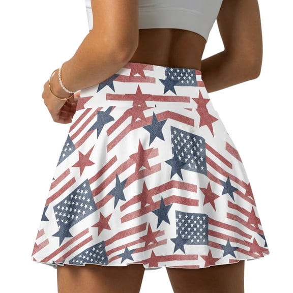 Xoenoiee American Flag Print Womens Tennis Skirt Pleated Athletic Skirts with Pockets Shorts High Waisted Golf Skort for Workout Pickleball, S