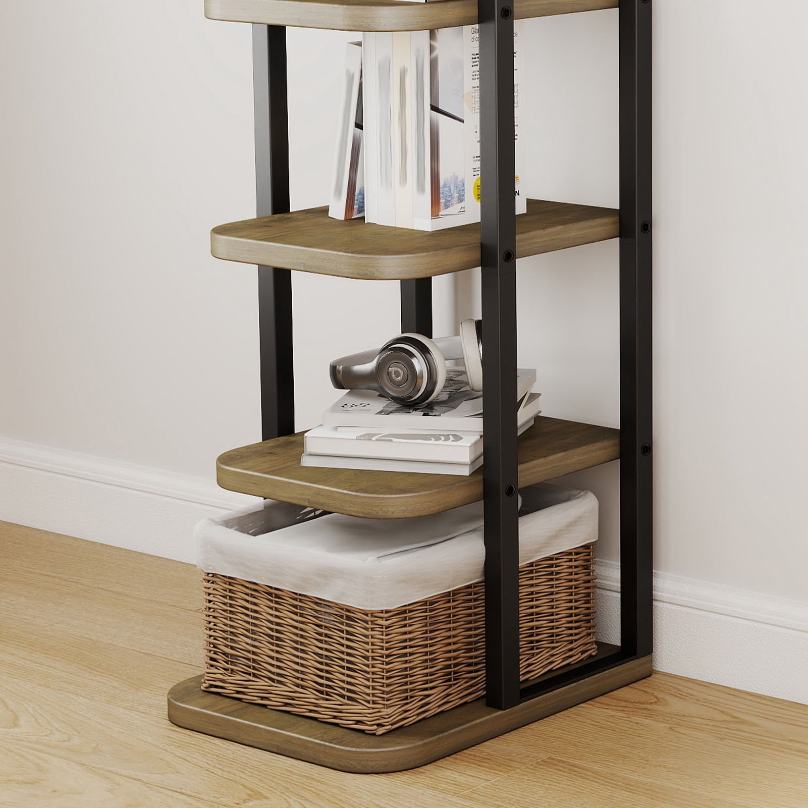 8 Tier Vertical Shoe Rack, Narrow Shoe Storage Organizer with Adjustable Shelves and 2 Hooks, for Small Spaces Entryway Living Room Bedroom