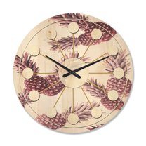 Designart 'Pineapple Summer Bliss Retro III' Mid-Century Modern Wood Wall Clock