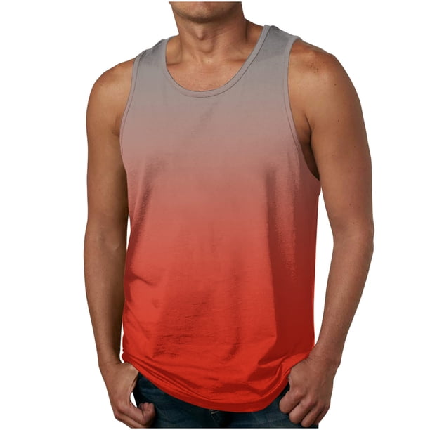 Casual Tops de Verano de la Moda de los Hombres sin Mangas Impreso Cuello Redondo, Camisa Ligera Y Cómoda para Diario