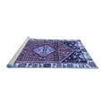 thumbnail image 2 of Ahgly Company Machine Washable Indoor Square Persian Blue Traditional Area Rugs, 4' Square, 2 of 4