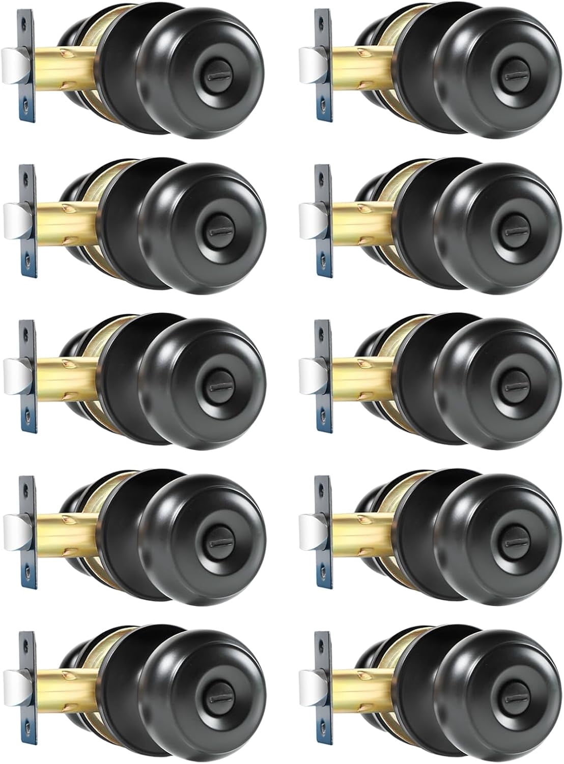 Privacy Door Knobs, 8 Pack Matte Black Heavy-Duty Door Knobs, Interior Keyless Doorknob, Left and Right Hand Reversible, for Bed and Bathroom