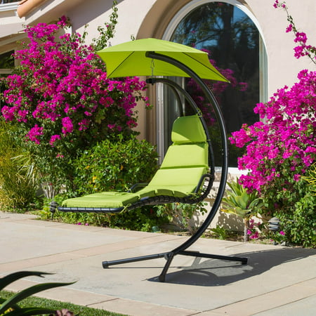 La Vida Steel Hanging Chair with Green Cushion
