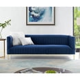 thumbnail image 2 of Maklaine Velvet Tuxedo Sofa with Y-Metal Base in Navy Blue/Gold, 2 of 9