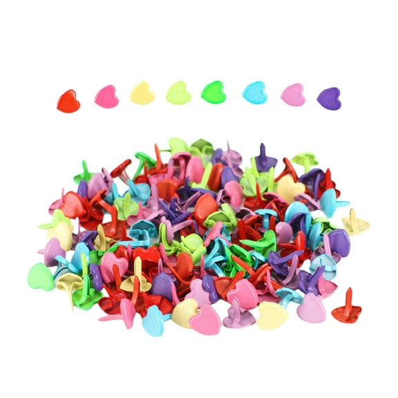 100Pcs Metal Brad Fasteners Multicolor Split Pins Round Flower Heart Shaped Brads for Paper Craft Scrapbooking