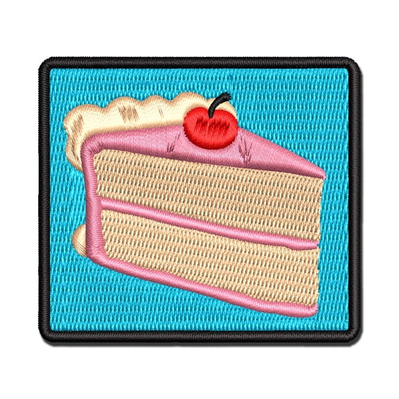 Slice of Cake Applique Multi-Color Embroidered Iron-On Patch - 2.5 Inch Small