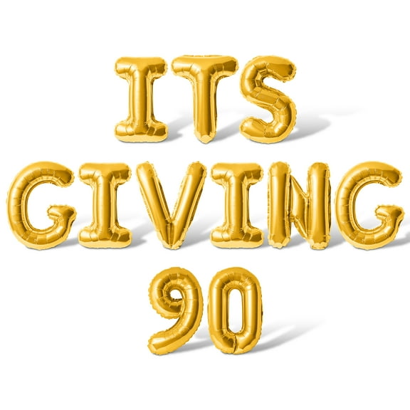 Letter Balloons - ITS GIVING 90 16" Inch Alphabet Letters Foil Mylar Balloon 90th Birthday Party Banner (Gold)