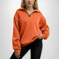 thumbnail image 2 of Povozer Women's Casual Oversized Half Zip Sweatshirts Long Sleeve Solid Color Pullover Jackets(RD3,M), 2 of 6