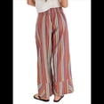 thumbnail image 2 of Pantalones de Rayas para Mujer, Cintura Alta, Pierna , Algodón y , Moda Playera, Cintura Elástica, Pantalones Casuales Sueltos. Rosa S, 2 of 5