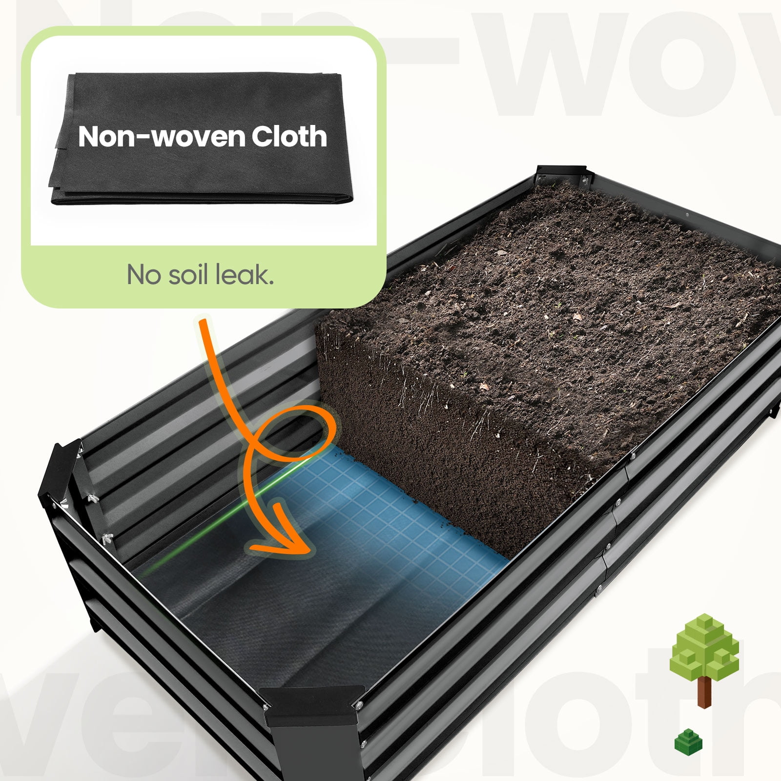 King Bird 4x2x1 ft Galvanized Metal Raised Garden Bed with Bottom Closed - Elevated Planter Box for Indoor, Outdoor, Patio & Balcony Gardening Dark Gray