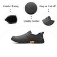 thumbnail image 2 of Mens Leather Non-slip Loafers Outdoor Hiking Sneakers Lightweight Casual Work Shoes Comfortable Soft Driving Shoes Gray 12 US, 2 of 7