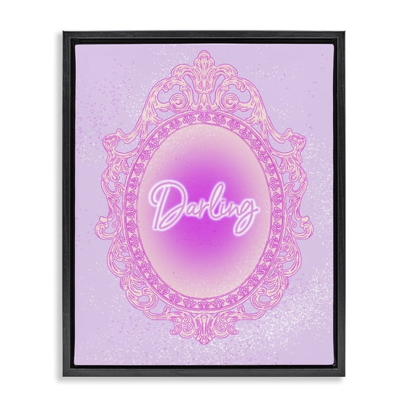 Stupell Industries Art Deco Darling Ornate Mirror Black Floating Frame Canvas Art, 17 x 21, by Ziwei Li