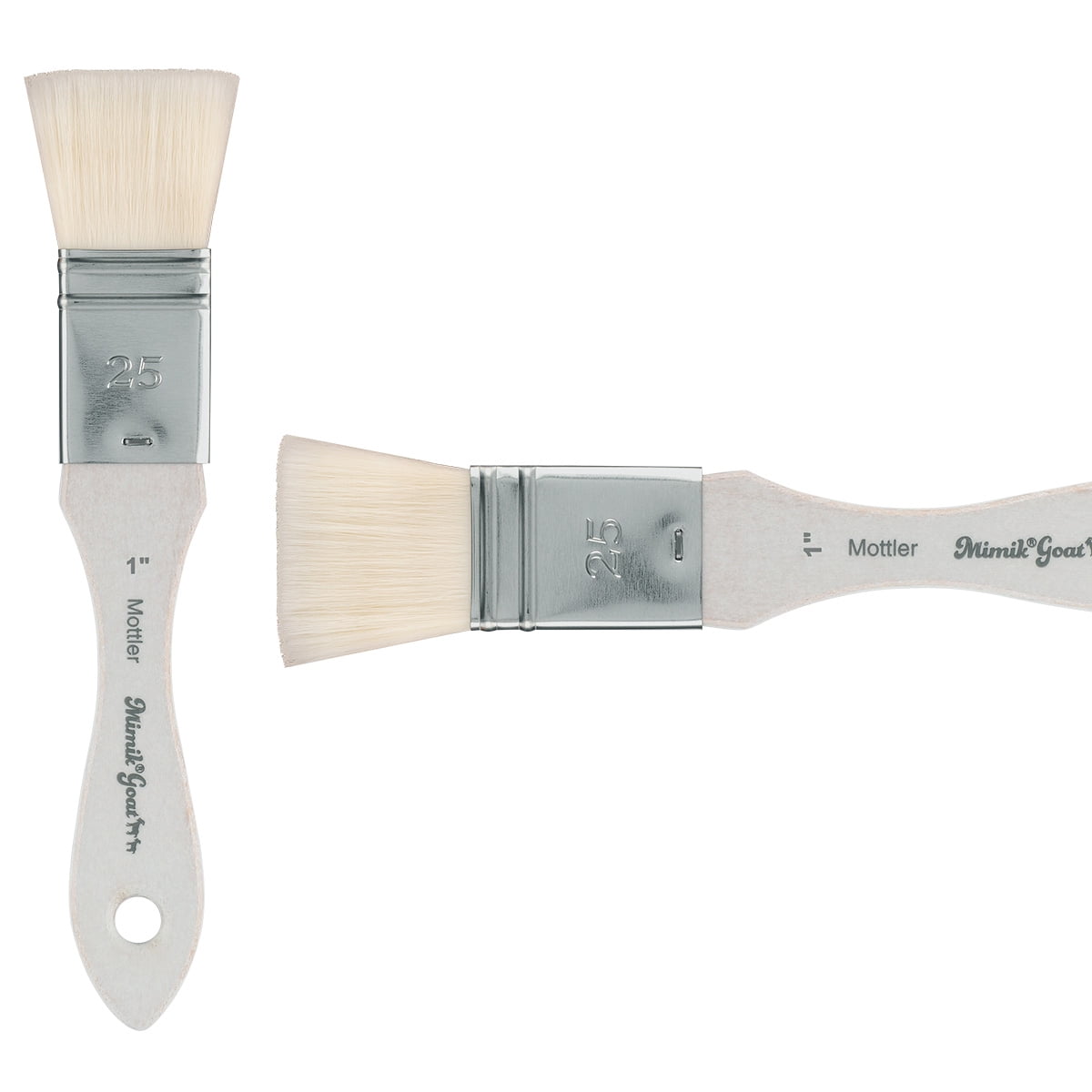 Creative Mark Mimik Synthetic Goat Hair Mottler Paint Brush 1" - Short Handle Flat Watercolor Brush- Soft, Absorbent, Synthetic Paint Brush for Watercolor, Oil & Acrylic- Rust-Proof Ferrule- Handmade