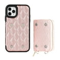thumbnail image 3 of Allytech Crossbody Wallet Case for iPhone 11 Pro, Quilted PU Leather Zipper Handbag Purse Flip Kickstand Folio Card Slots Holder Wrist Strap Lanyard Cover for iPhone 11 Pro 5.8", Rosegold, 3 of 6