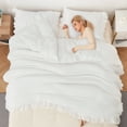 thumbnail image 5 of White Ruffled Queen Size Comforter Set, 3PCS Soft Washed Microfiber Lightweight & All-Season Bedding Comforter with Vintage French Country Style, White, 90x90 in, 5 of 8
