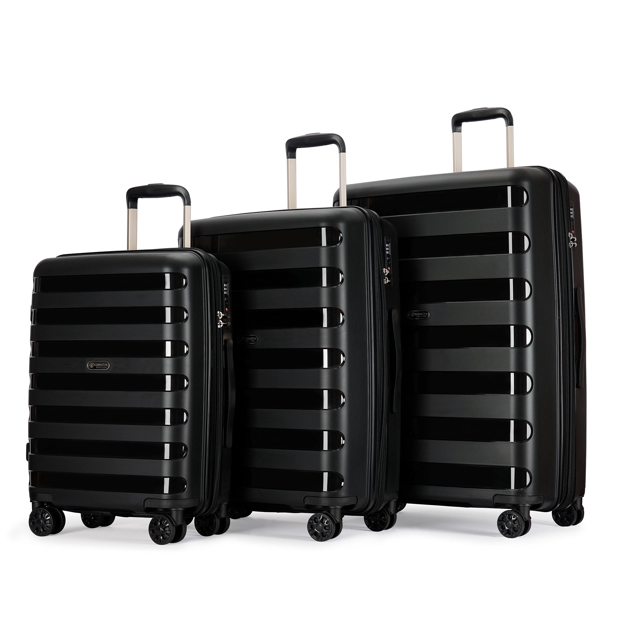 Ginza Travel 3 Piece Travel Expandable Luggage Set,Hardside Suitcase Set With Spinner Wheels and
