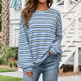 thumbnail image 3 of Womens Oversized Striped Long Sleeve Shirts Fall Tops 2026 Basic Tees Crewneck Fitness Clothing,Y2k Streetwear,Workout Gym Athletic,Plus Size Fashion,Winter Outfits,Cute Sweatshirts Sky Blue S, 3 of 5