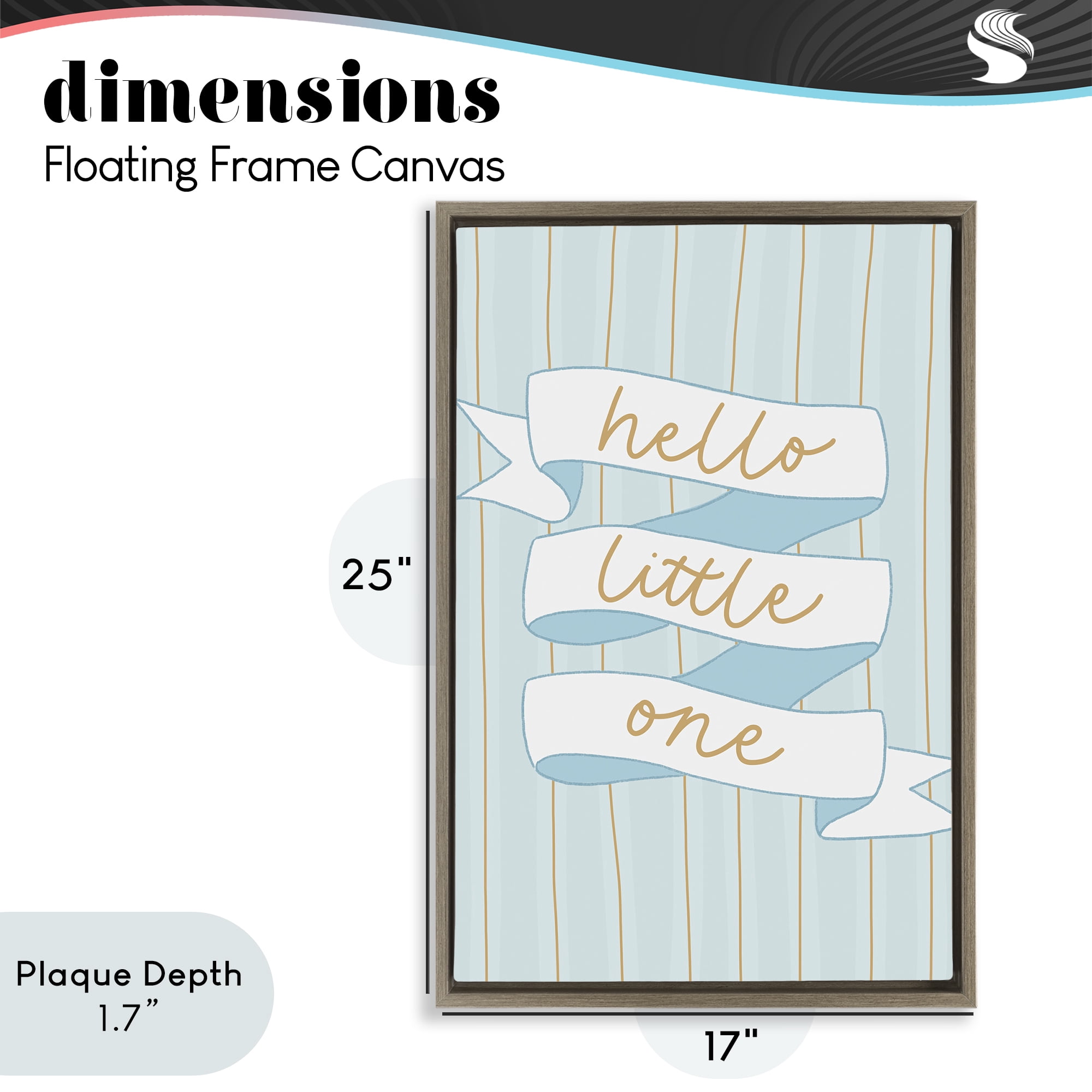 Stupell Industries Blue Hello Little One Brown Framed Floater Canvas Wall Art, design by Amanda Houston