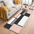 thumbnail image 2 of Modern Color Blocks Runner Rugs 2x6 ft Gray Pink White Rectangle Geometric Washable Hallway Rugs Non-Slip Floor Mats Absorbent Carpet Bedside Runners for Bedroom Kitchen Bathroom Laundry Room, 2 of 9