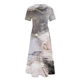 thumbnail image 5 of Penkiiy Women Marble Print Short Sleeve Dress Loose Plain Casual Summer Flowy Tiered Long Maxi Dresses with Pockets 2XL Gray, 5 of 7
