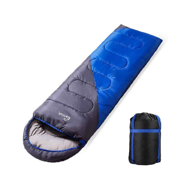 Sleeping Bag Blue/Grey 190T Polyester Outer Waterproof and Lightweight