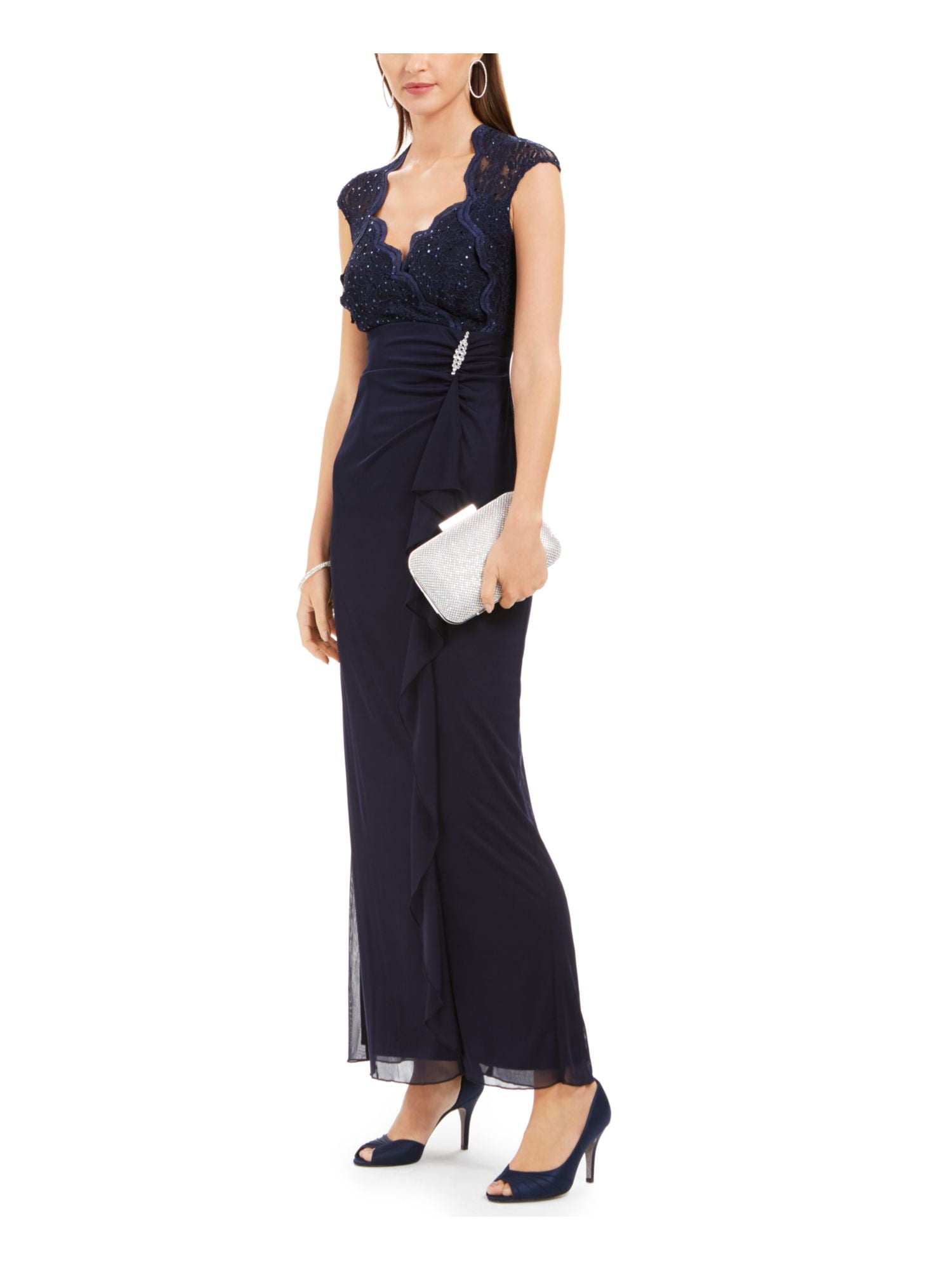 Queen Anne Neckline Maxi Dress Black