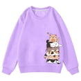 thumbnail image 4 of WOYY Cute Sweatshirt for Girls Casual Cartoon Cat Long Sleeve Pullover Top, Purple, Sizes 1-14, 4 of 5