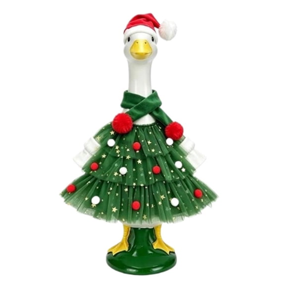 IFRINID Christmas Tree Porch Goose Outfit, Polyester Holiday Costume Compatible with 23 Inch Lawn Goose Statue for Porch, Garden and Yard Decor