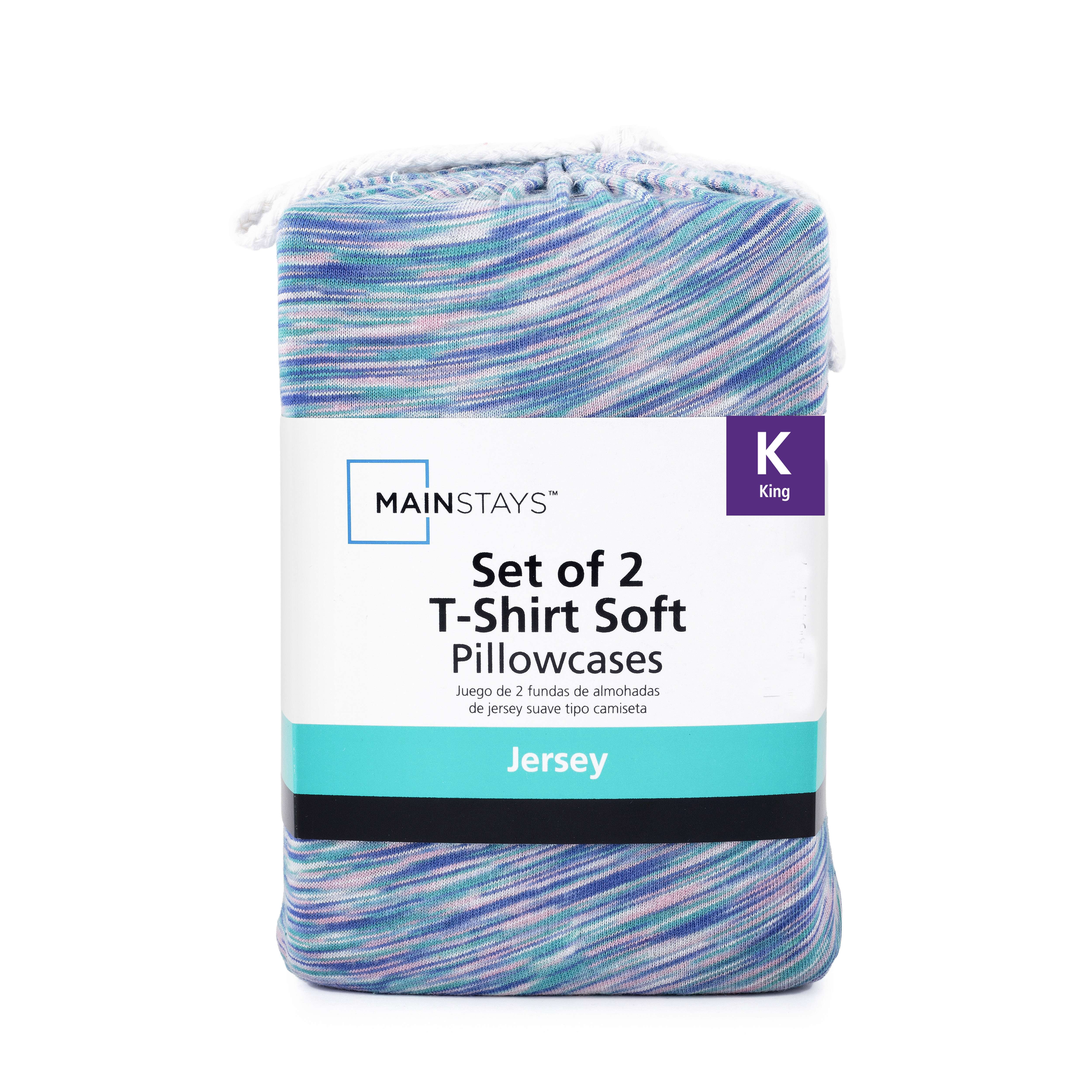 Mainstays 100% Cotton Extra Soft Jersey Pillowcase Set, King, Purple Crackle, 2-Piece