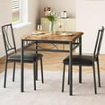 thumbnail image 1 of 3-Piece Dining Table Set for 2, Square Wooden Kitchen Table with Chairs, Compact Dining Set for Apartments, Studios, and Small Areas, 1 of 7