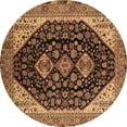 thumbnail image 1 of Ahgly Company Indoor Round Oriental Brown Industrial Area Rugs, 4' Round, 1 of 4