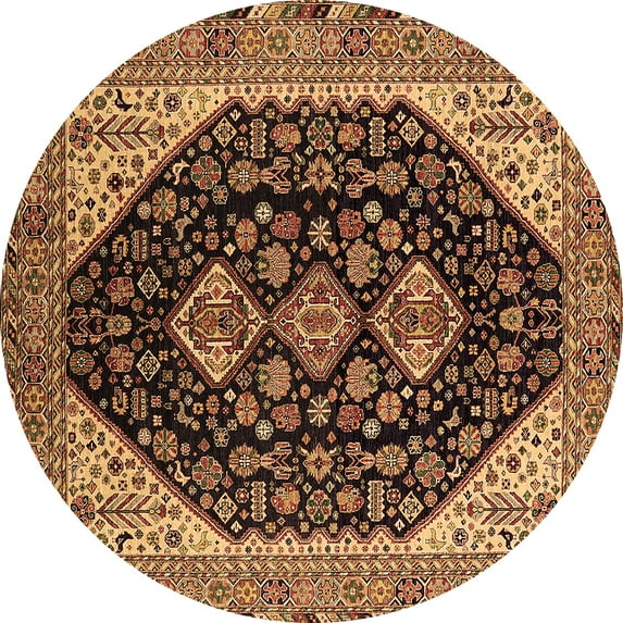 Ahgly Company Indoor Round Oriental Brown Industrial Area Rugs, 4' Round