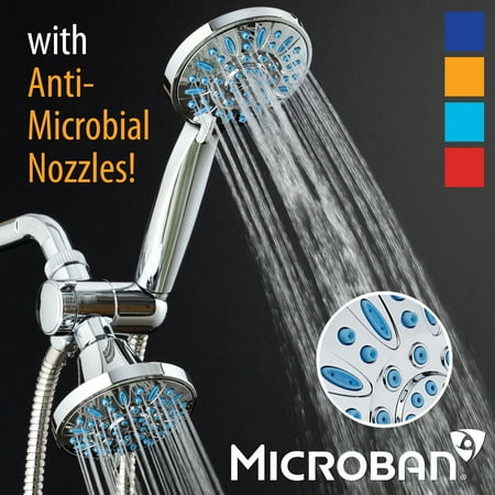 4in 1 Sewer Adapter - High-Pressure 30-setting Shower Combo with Microban Nozzle Protection from Growth of Mold Mildew & Bacteria