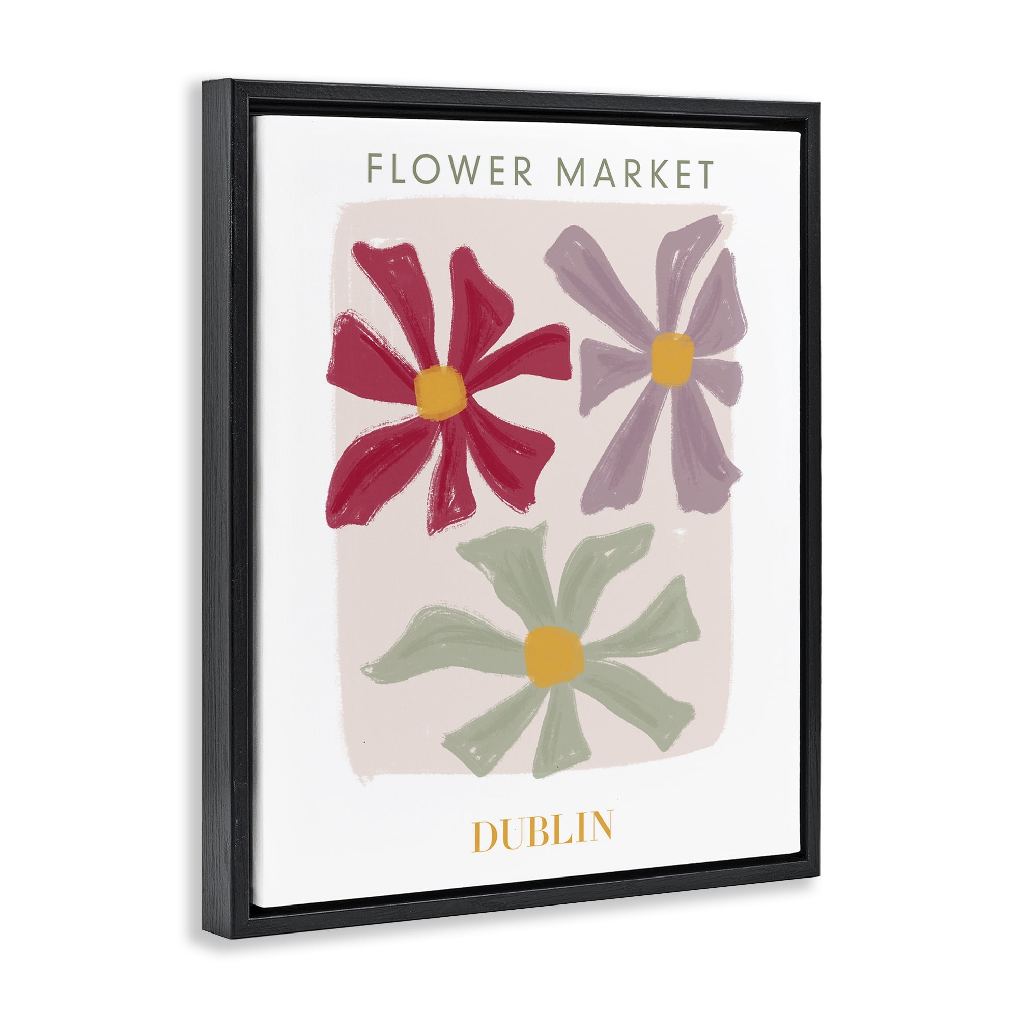 Stupell Industries Muted Dublin Flower Market Black Framed Floater Canvas Wall Art, design by Lucille Price