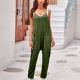 thumbnail image 6 of Gaecuw Dressy Jumpsuits for Women Sleeveless Cold Shoulder Spaghetti Strap Overall with Pockets V Neck Band Collar Solid Onesie One Piece Outfits Casual Long Pants Wide Leg Summer Romper Calf Length, 6 of 9
