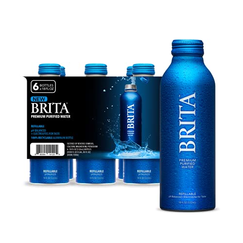 Brita Water, 18 Fl Oz (6 Pack), Premium Purified Still Bottled Water, Infinitely Recyclable