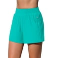 thumbnail image 3 of Charmo High Waisted Swim Shorts for Womens with Zipper Pockets Quick Dry Board Shorts Swimsuit Bottoms Built-in Brief, 3 of 8