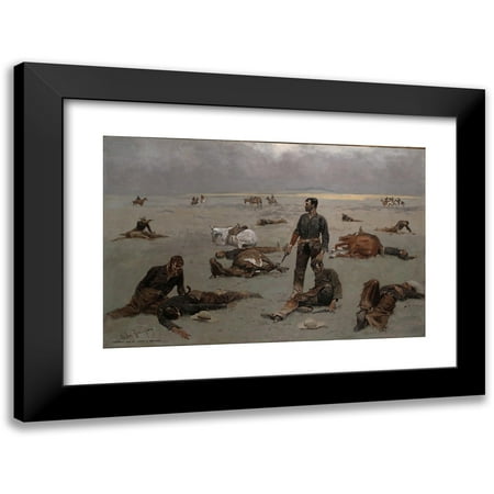 Frederic Remington 14x11 Black Modern Framed Museum Art Print Titled - What an Unbranded Cow Has Cost (1895)