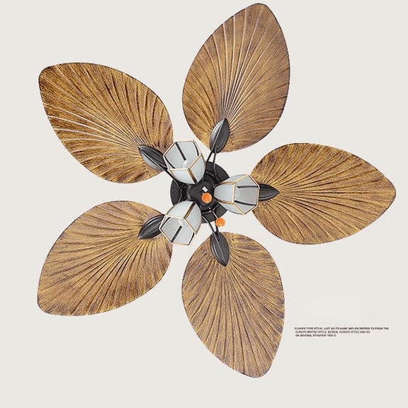 52'' Ceiling Fan w/ LED Light With Remote Control 5 Blades Tropical Palm Leaf
