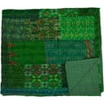 thumbnail image 4 of Patchwork Silk Kantha Quilt Bedcover Silk Patola Quilt Throw Blanket, 4 of 5