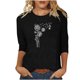 thumbnail image 1 of Camisetas Casuales de las Mujeres de Moda Impresa 3/4 Mangas Blusa Cuello Redondo para el Hogar Y Diario, 1 of 4