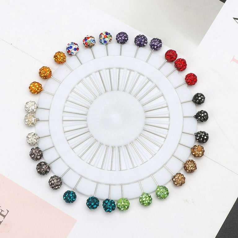 JDYaoYing 30Pcs Hijab Pins with Safety Caps Muslim Hijab Scarf Pin  Rhinestone Ball Brooch Pins for Women