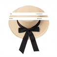 thumbnail image 4 of Helii Women Flat Top Straw Wide Brim Sun Hat Boater with Ribbon Bow and Long Streamers, Frayed Edge Floppy Beach Hat Linen Like Woven Breathable Foldable Panama Fedora Cap D,One Size, 4 of 4