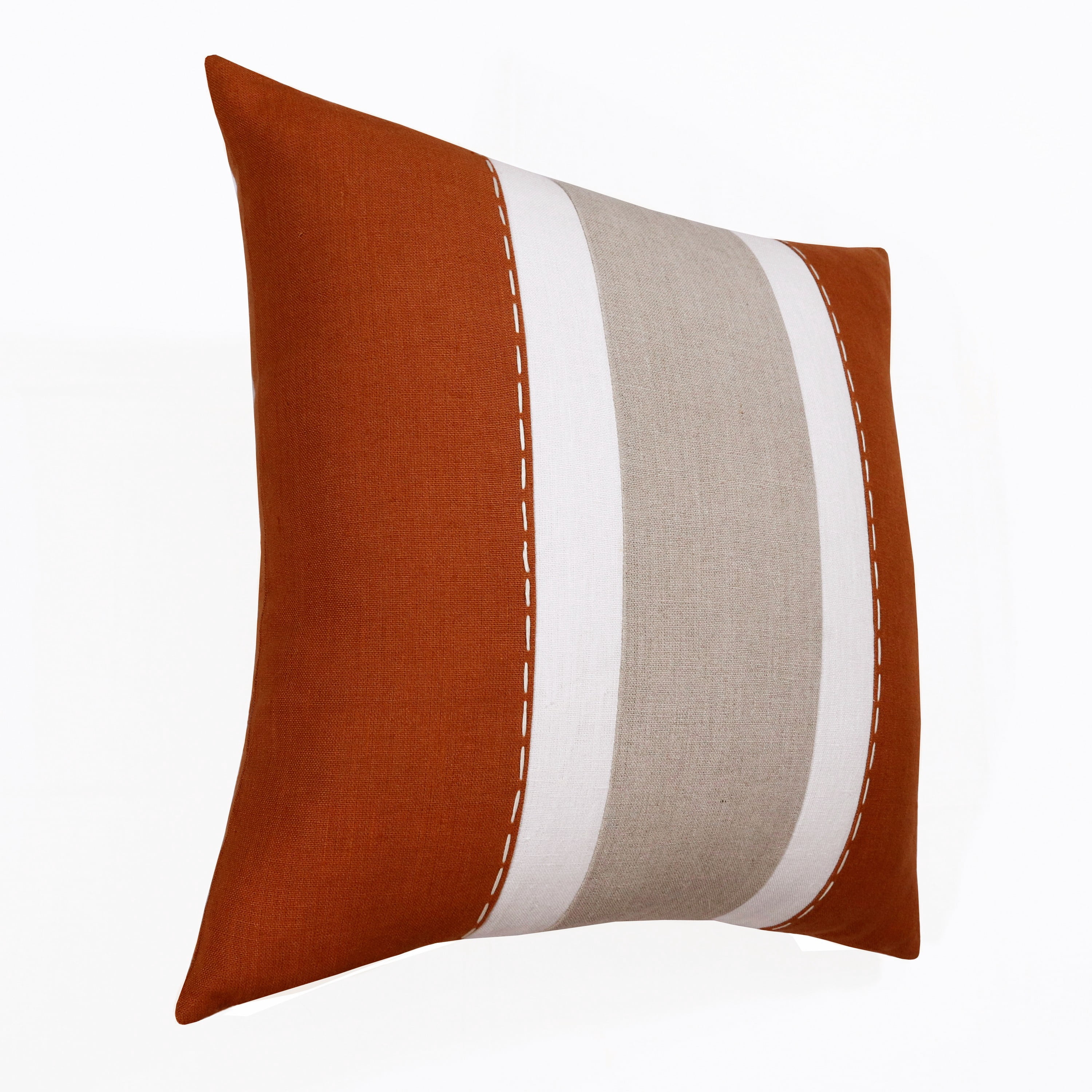 Ox Bay Euro Hand-Woven Striped Linen Throw Pillow, 20" x 20"