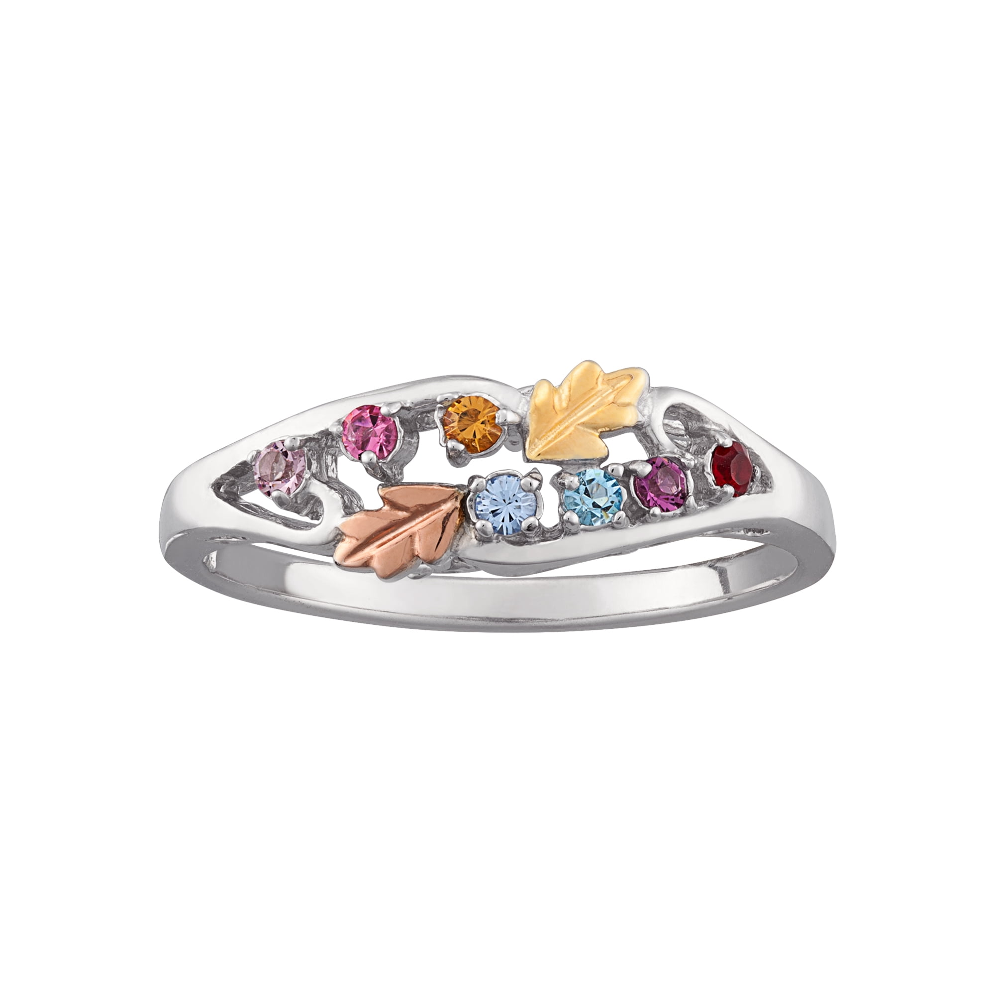 Family Jewelry Personalized Planet Mother's Sterling Silver Tri-Color Birthstone Ring ,Women's