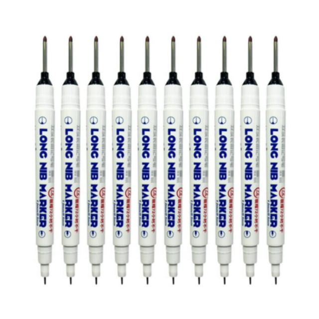 yuksok 10 Pcs Marqueurs à Trous Profonds Stylo Traceur à Long Nez pour Menuiserie Noir